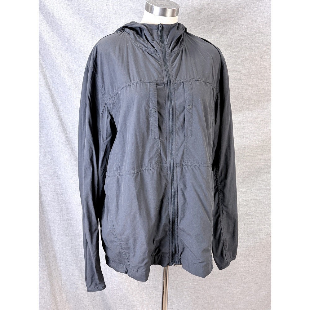 Mountain Hardwear Mens Black Lightweight Full Zip Hooded Windbreaker Jacket L‎